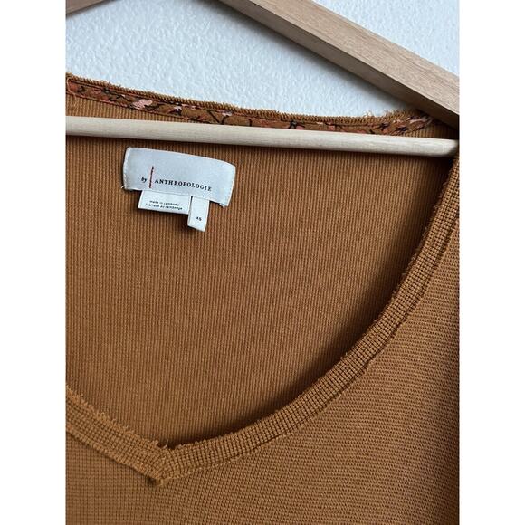 ANTHROPOLOGIE Annette Floral Print Sleeve Waffle Knit Top Size XS - Picture 7 of 12